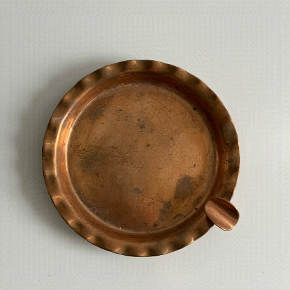 VINTAGE Copper Ash Tray with Inscription MCM Style Mid Century
